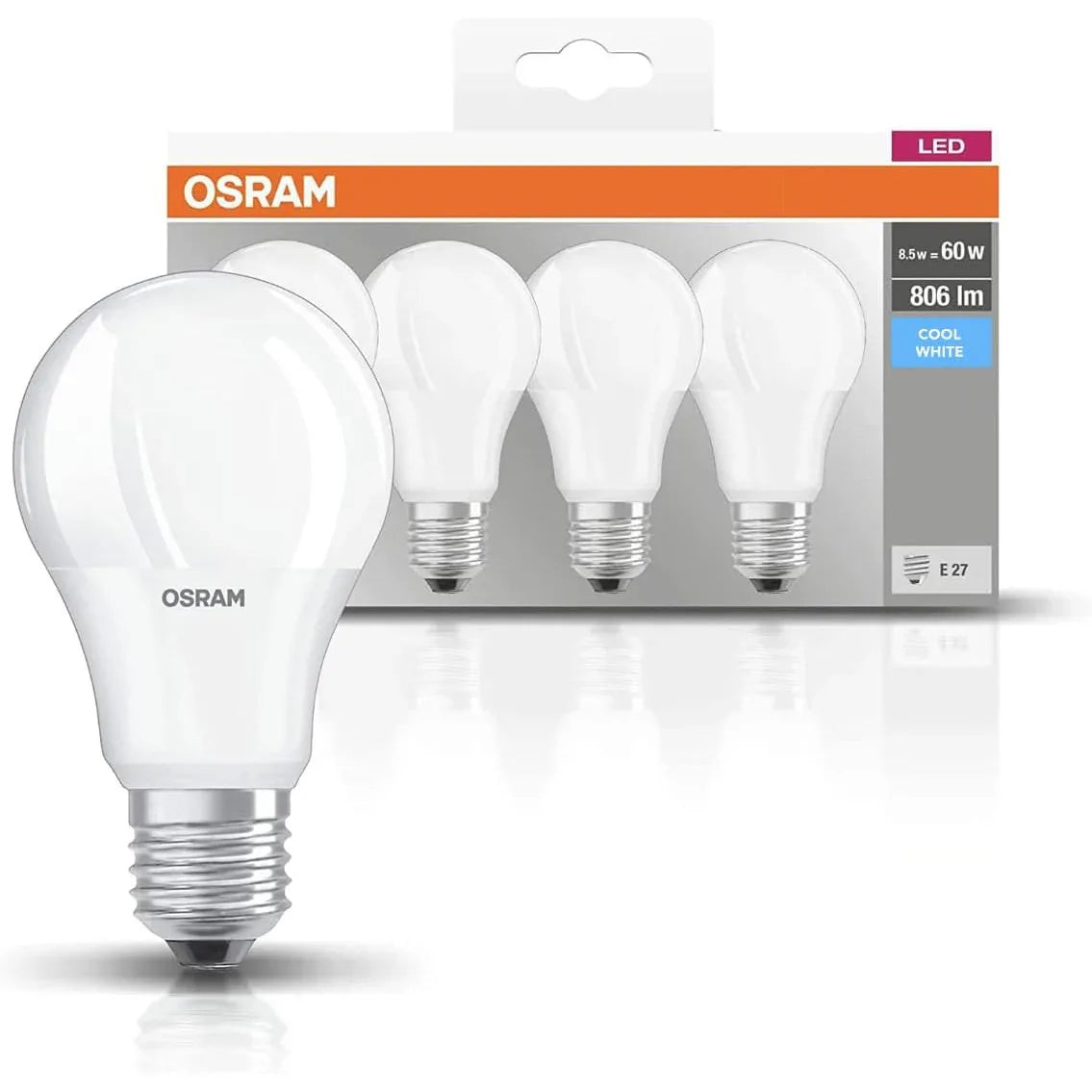 OSRAM 4-Pack 8.5W LED A19 E27 Cool White Bulb - Gomix Brands Outlet